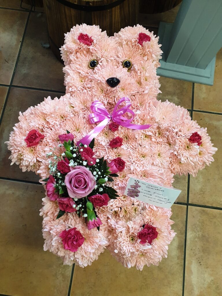 local flower delivery of pink teddy bear