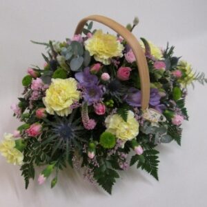 fragrant basket flower arrangement