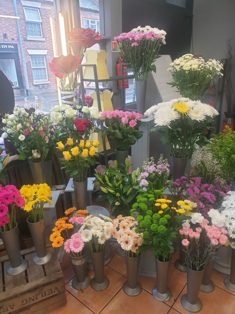 beautiful flower display inside of local flower shop